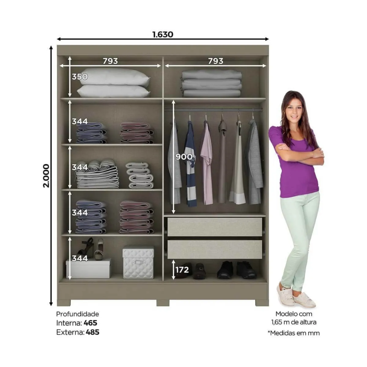 GENERICO - Closet 2 puertas corredizas Duna Cristal Briz