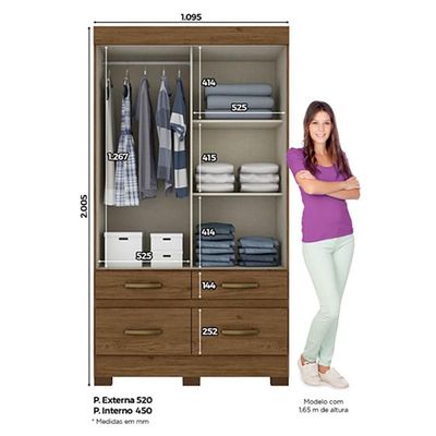 Imagen 2 del producto Closet 2 puertas corredizas + 4 Cajones off White Briz