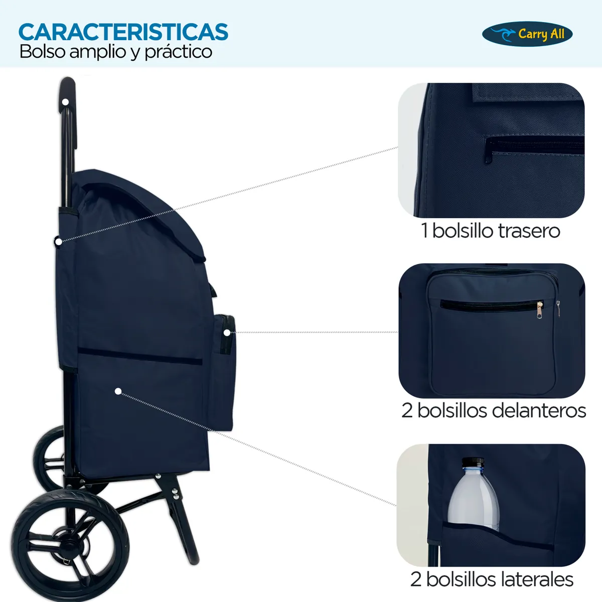 CARRY ALL - Carrito de Compras Plegable Carry All® Sidney 55 Litros Carro Feria