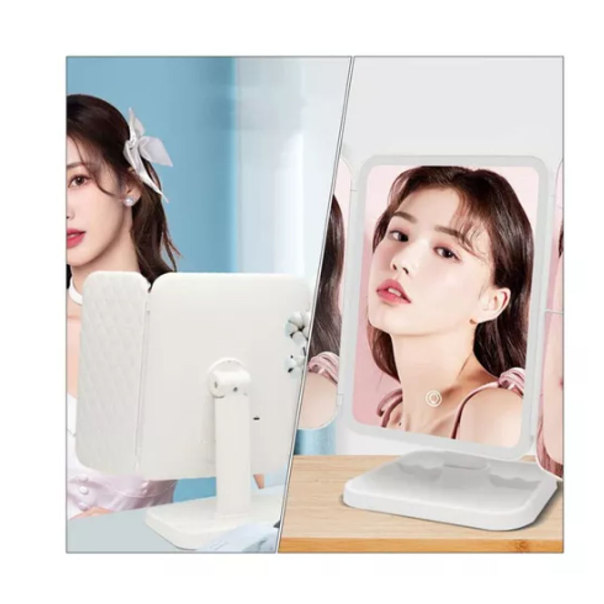 GENERICO - Espejo Tocador Maquillaje Profesional Aumento Led Plegable