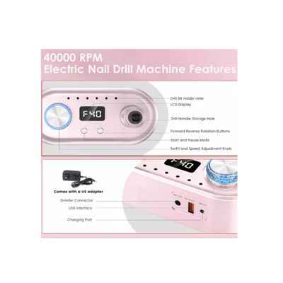 Imagen 2 del producto Torno Maquina Uñas Profesional 40000rpm Manicure Pedicure