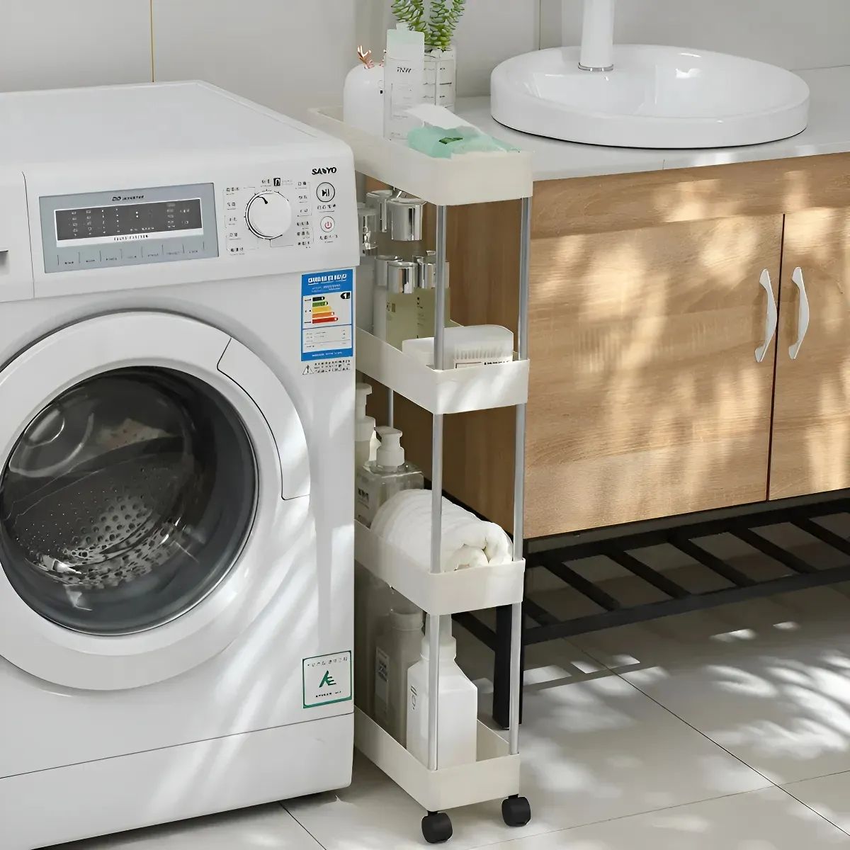 IRM - Estante Organizador Multiuso 4 Niveles Con Ruedas Giro 360 Carrito Auxiliar Para Cocina Baño