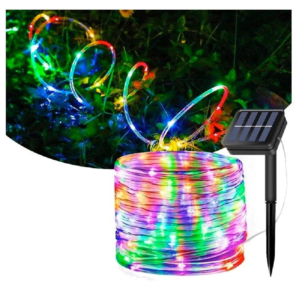 GENERICO - Manguera Tubo Led Solar Tubo Flexible 10 Metros Multicolor