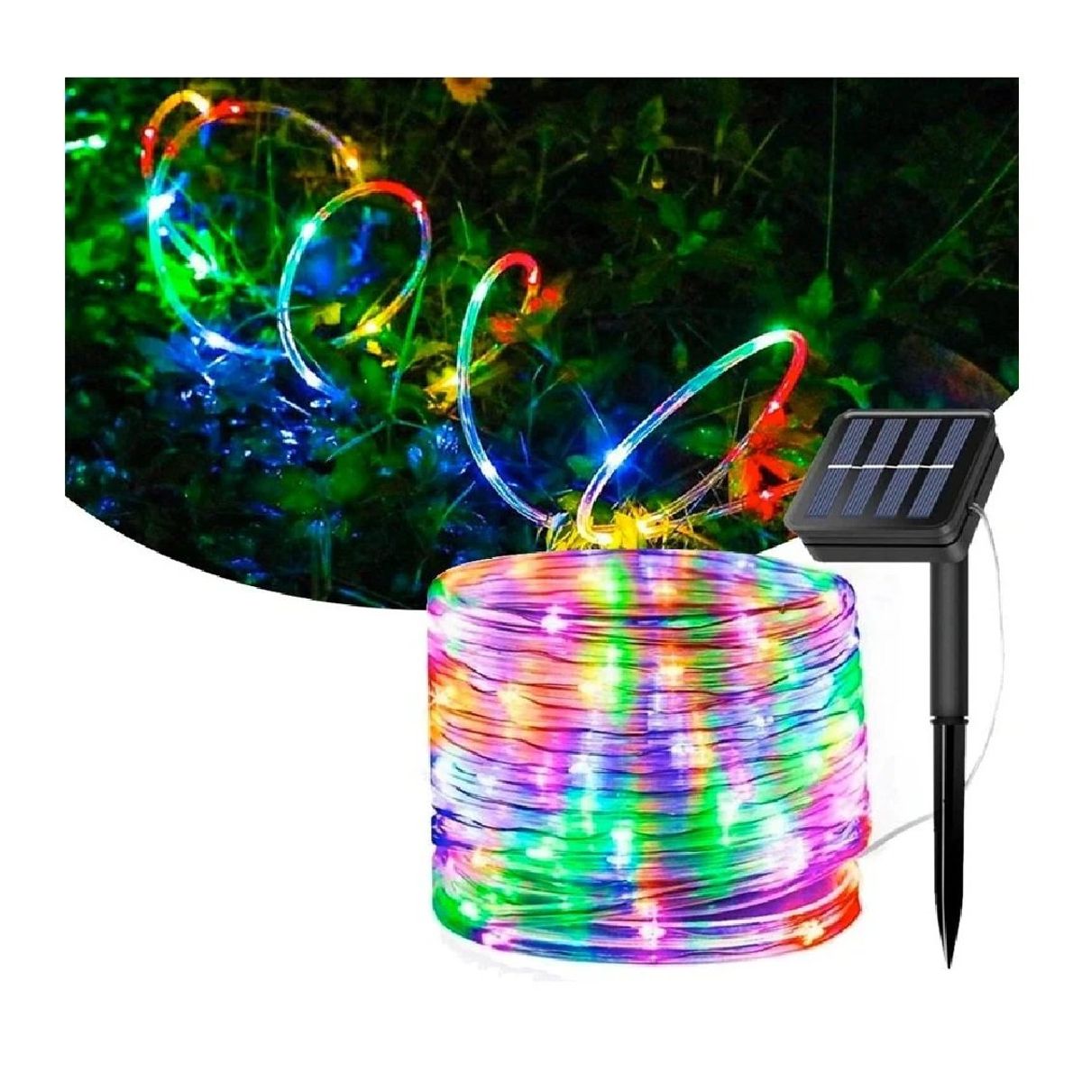 GENERICO - Manguera Tubo Led Solar Tubo Flexible 20 Metros Multicolor