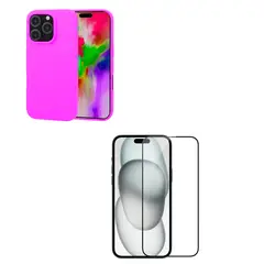 JOIGO - Carcasa Lamina Vidrio Para iPhone 16 Pro Fucsia