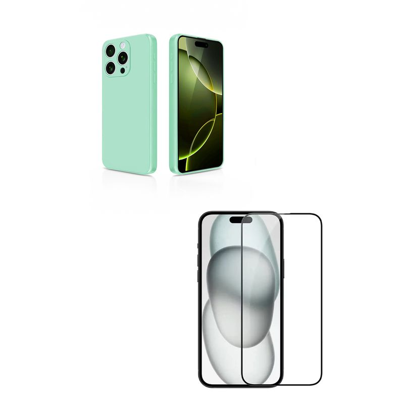 JOIGO - Carcasa Lamina Vidrio Para iPhone 16 Pro Turquesa