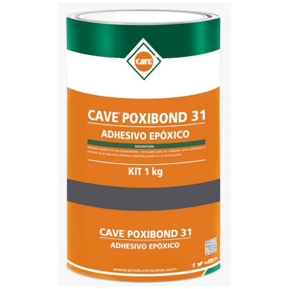 CAVE - CAVE POXIBOND 31 - Adhesivo Epóxico Tixotrópico, Kit 1 Kg