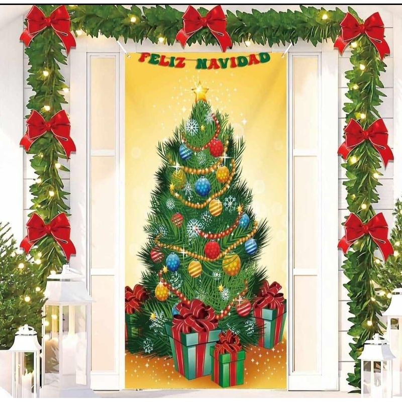 GENERICO - FUNDA NAVIDEÑAS PARA PUERTAS 200CM X 90CM DISEÑO ARBOL DE NAVIDAD WYN