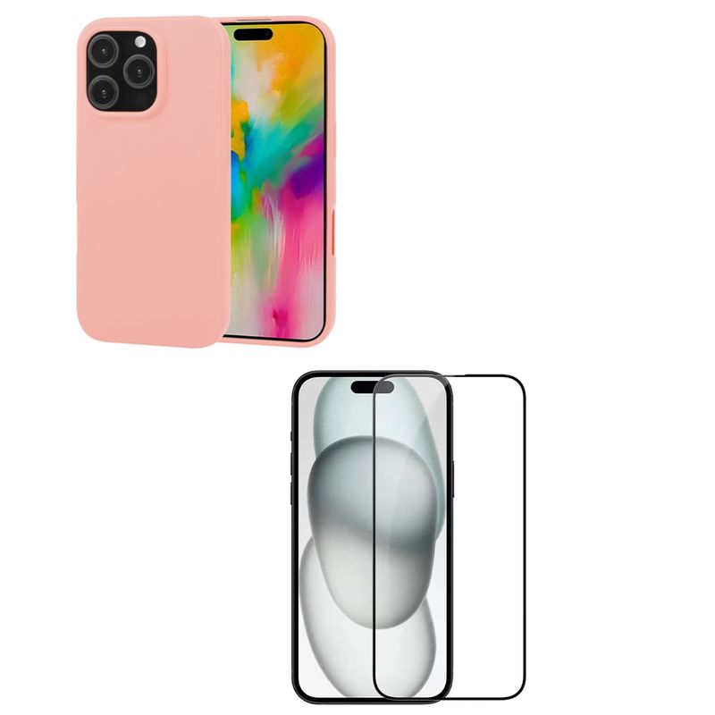 JOIGO - Carcasa Lamina Vidrio Para iPhone 16 Pro Max Rosado.