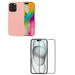 JOIGO - Carcasa Lamina Vidrio Para iPhone 16 Pro Max Rosado
