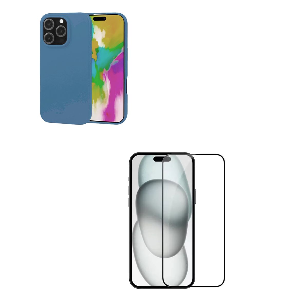 JOIGO - Carcasa Lamina Vidrio Para iPhone 16 Pro Azul Oscuro