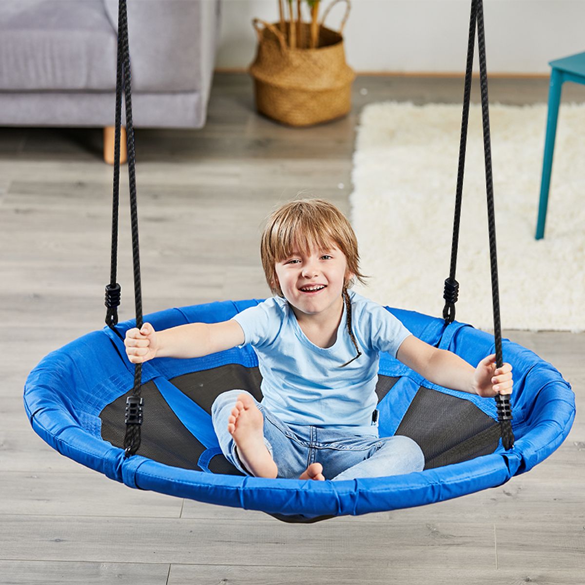 HOBBY MARKET - Columpio Disco Negro y Azul_.