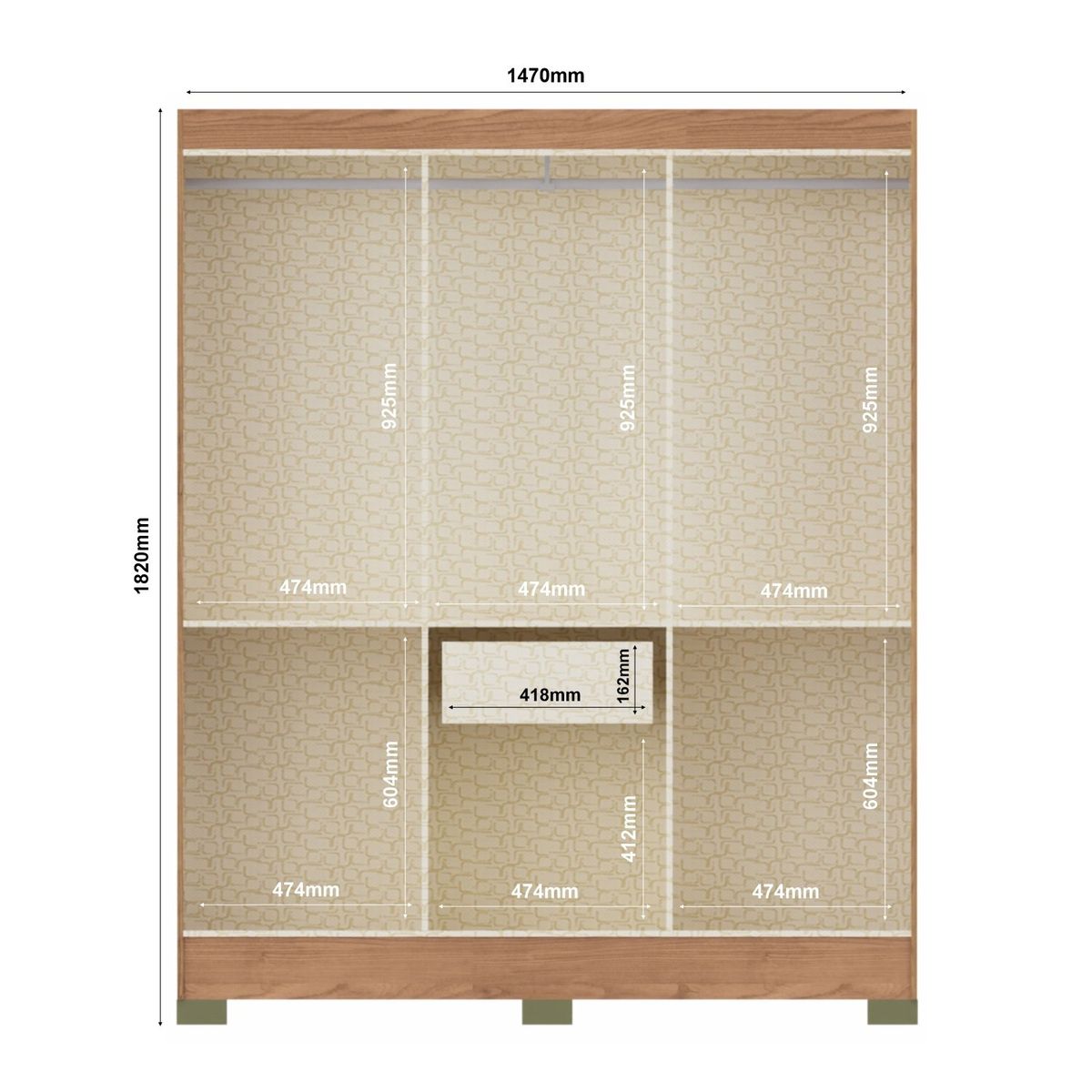 VEKKAHOME - CLOSET ROMA CREME 6P