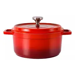 GENERICO - Olla Cacerola Cazuela Esmaltada Con Tapa Color Rojo