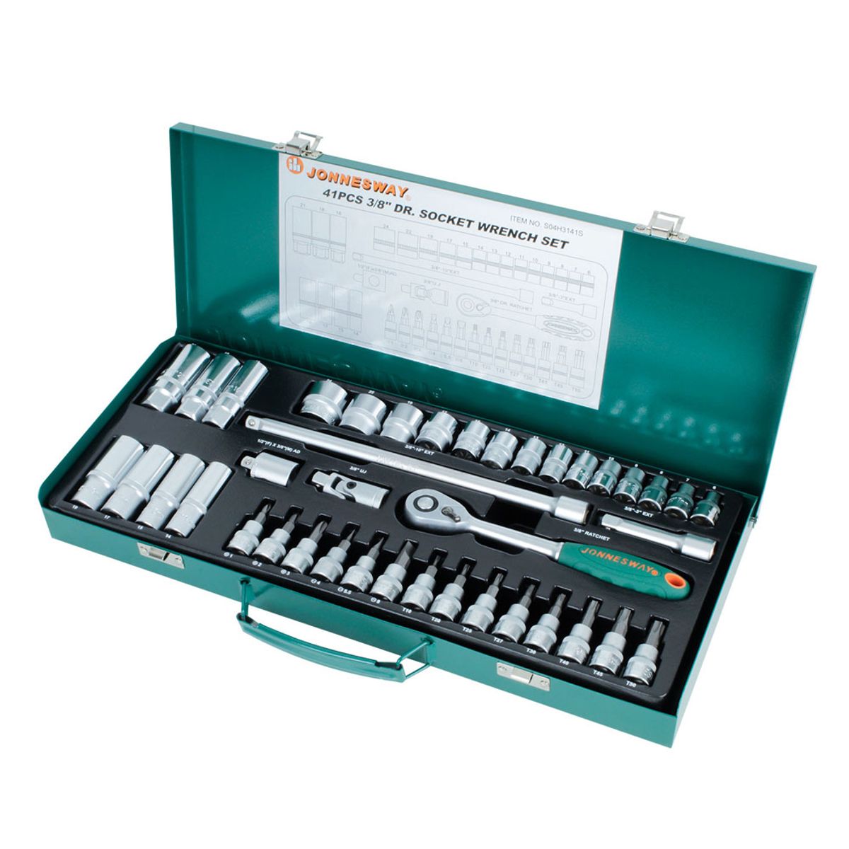 JONNESWAY - Juego de Dados Hexagonales Jonnesway 3/8 - 41 Pzs