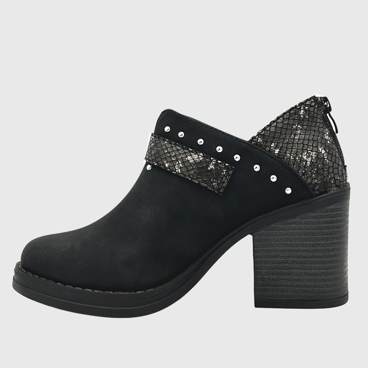 DINASTELLA - Botin para mujer con taco y hebilla campera Negro Danicolle