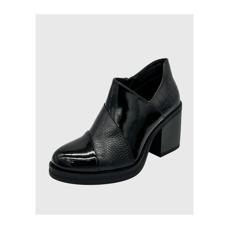 DINASTELLA - Botin para mujer charol con taco Negro