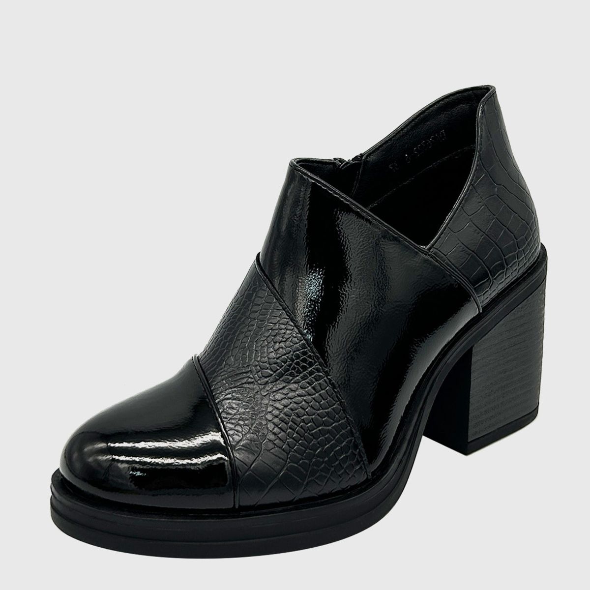 DINASTELLA - Botin para mujer charol con taco Negro