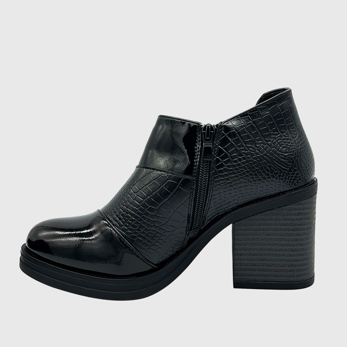 DINASTELLA - Botin para mujer charol con taco Negro