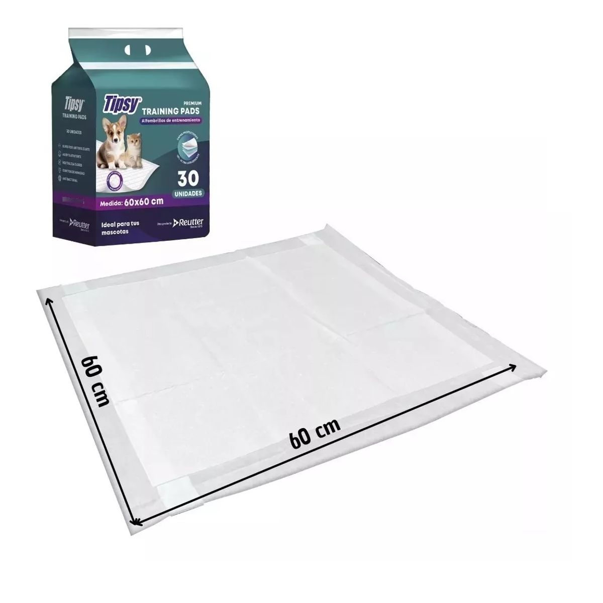 GENERICO - Sabanilla Alfombra Entrenamiento Para Mascota 60x60cm 30 Uni