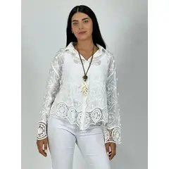 ENIGMATICA BOUTIQUE - Blusa de Hilo Bordada - Beige