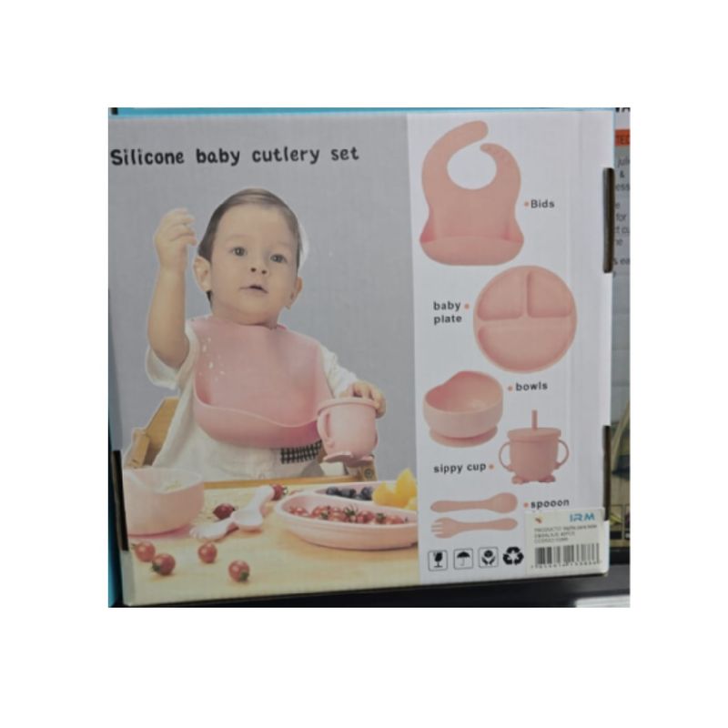 ANGELES DEL HOGAR - Set de  Alimentacion De Silicona Para Bebes Rosa