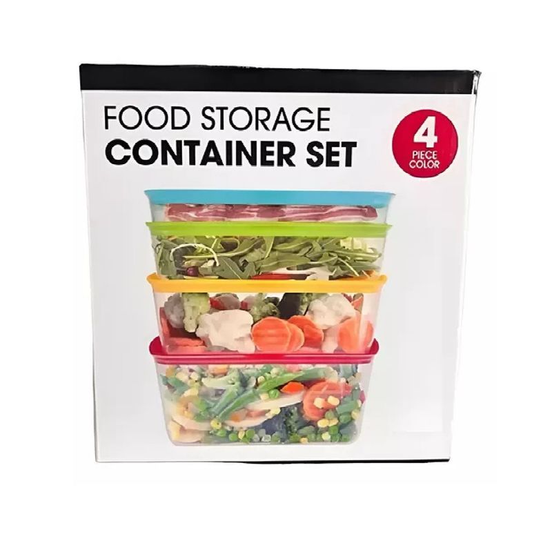 ANGELES DEL HOGAR - Set 4 Contenedores Plasticos con Tapas