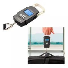 ANGELES DEL HOGAR - Balanza Electrónico Portátil De Gancho capacidad 50 Kg Negro