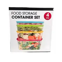ANGELES DEL HOGAR - Set 4 Contenedores Plasticos con Tapas