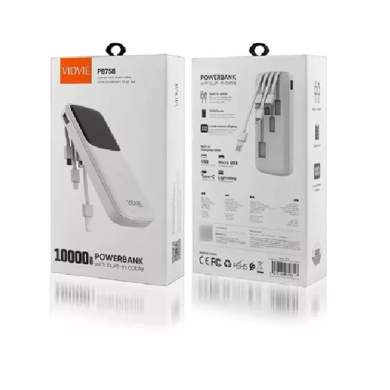 ANGELES DEL HOGAR - Powerbank Portátil Multicargador Vidvie 10000mah Pb758