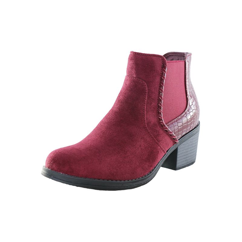 DINASTELLA - Botines de Taco Medio Para Mujer Elasticados Casuales Rojo Danicolle