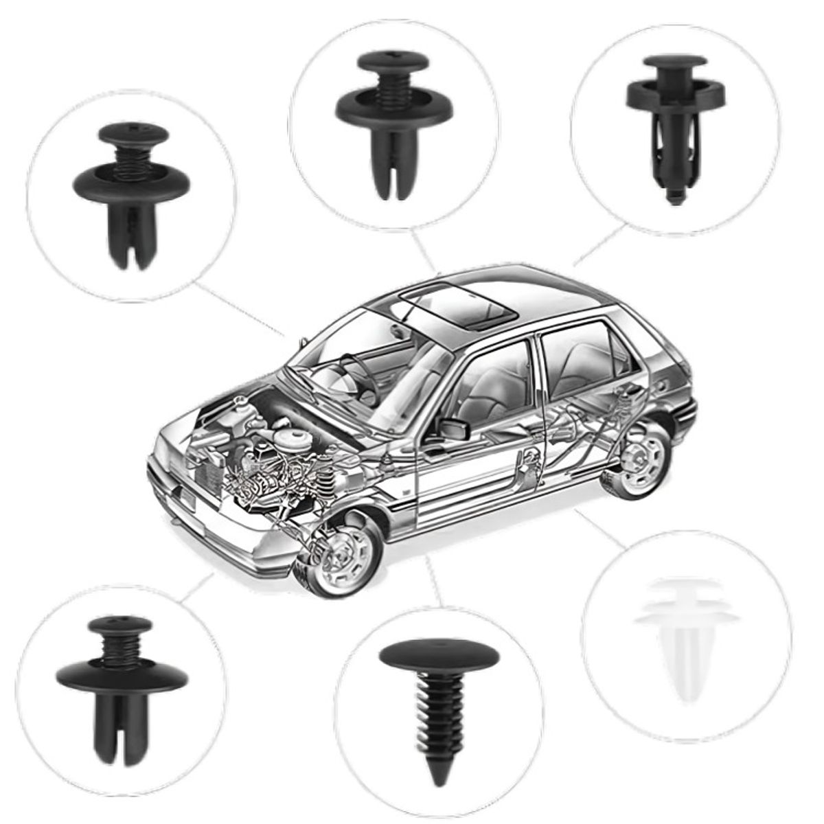 OEM - Set Clip Remache Plastico Sujecio