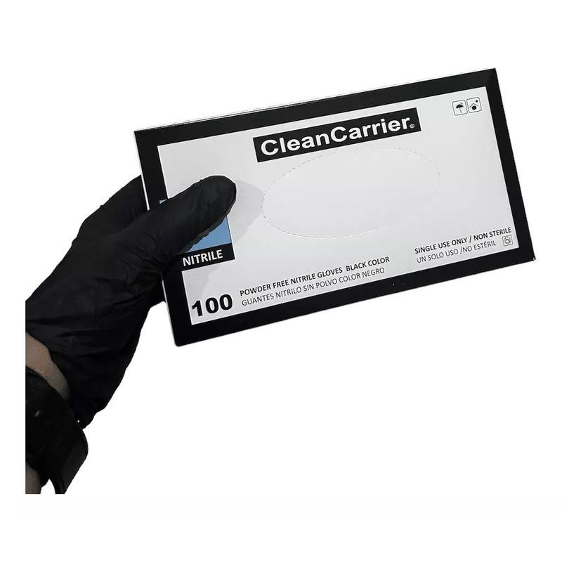 CLEANCARRIER - Guantes Nitrilo Negro Talla M Cleancarrier S/polvo 100 Unid