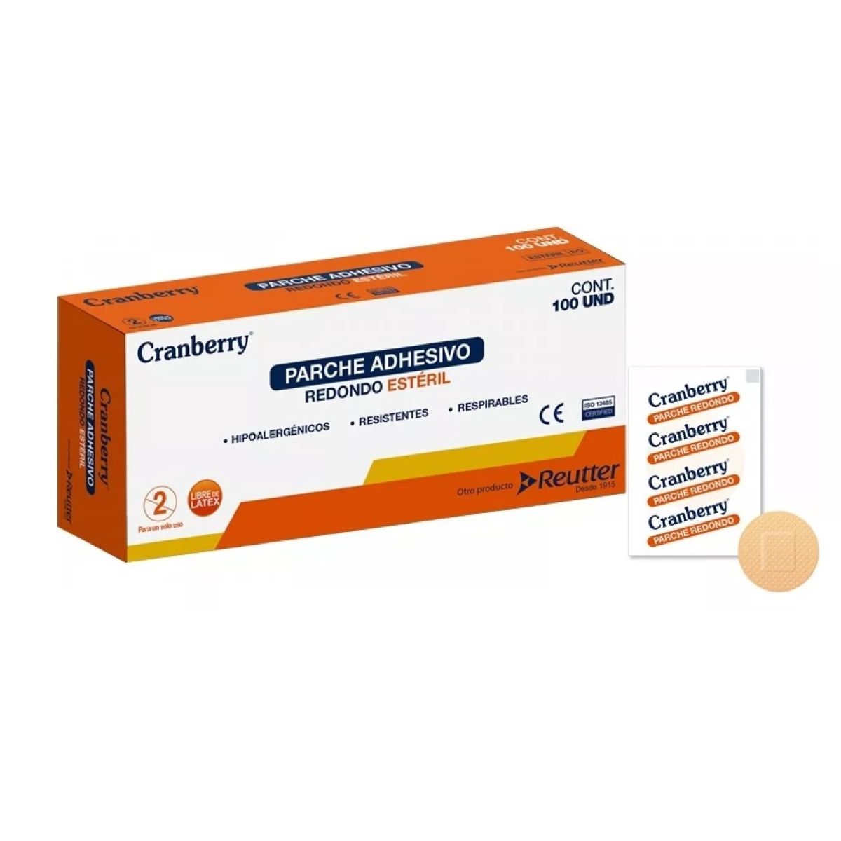 CRAMBERRY - Parche Adhesivo Redondo Curita Estéril Cranberry X 100uni