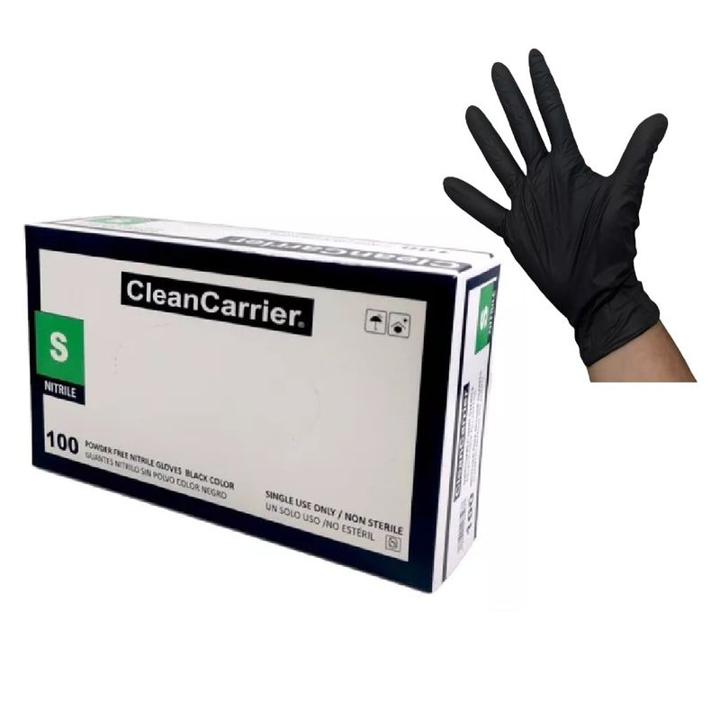 CLEANCARRIER - Guantes Nitrilo Negro S/polvo Talla S Cleancarrier 100 Unid