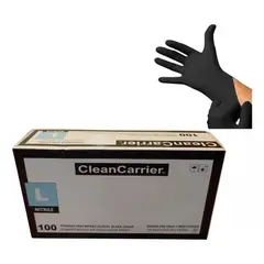 CLEANCARRIER - Guantes Nitrilo Negro S/polvo Talla L 100 Unid