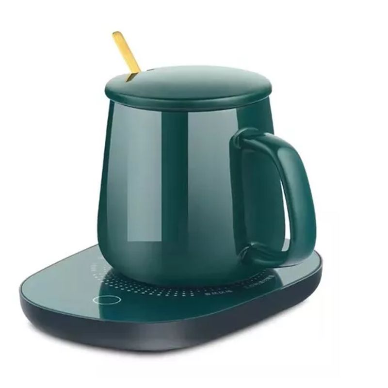 GENERICO - Taza De Café Con Calentador Eléctrico Set Taza Mug + Cuchara