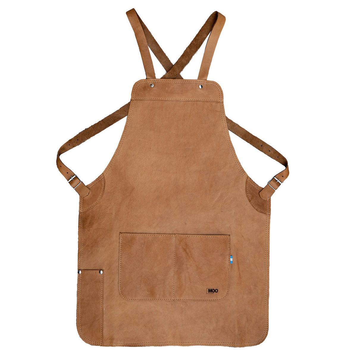 MOO HOGAR - Pechera Cuero Natural una Pieza 72 X 52 cm Correas Cruzadas