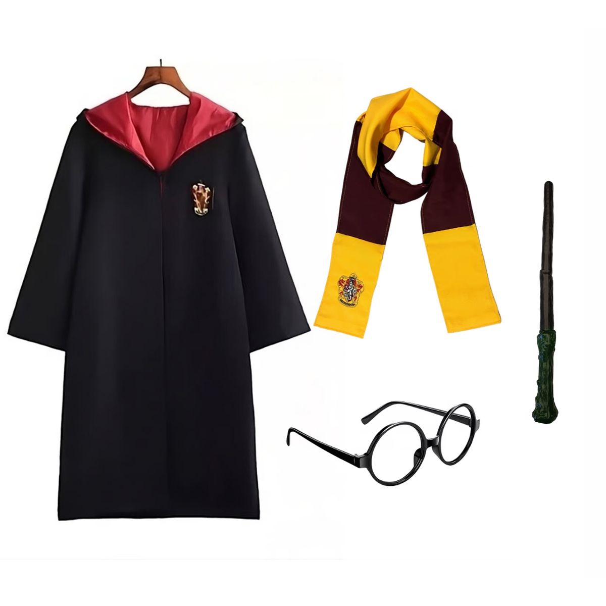 TODODISFRACESCHILE - Disfraz Harry Potter Escudos Bordados Lentes Varita Talla 14
