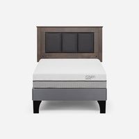 Cama Europea Pratta 1,5 Plazas Pata Madera + Respaldo Rachel