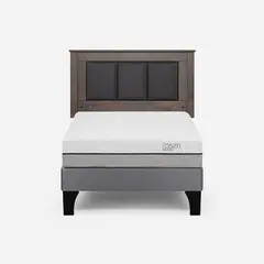 ROSEN - Cama Europea Pratta 1,5 Plazas Pata Madera + Respaldo Rachel