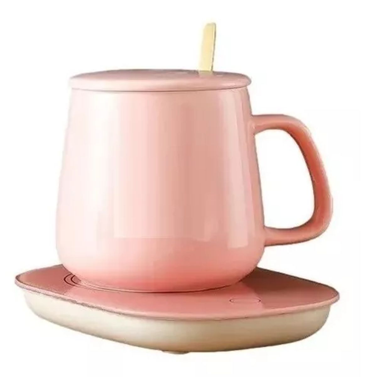 GENERICO - Taza De Café Rosa Con Calentador Eléctrico Set Taza Mug + Cuchara