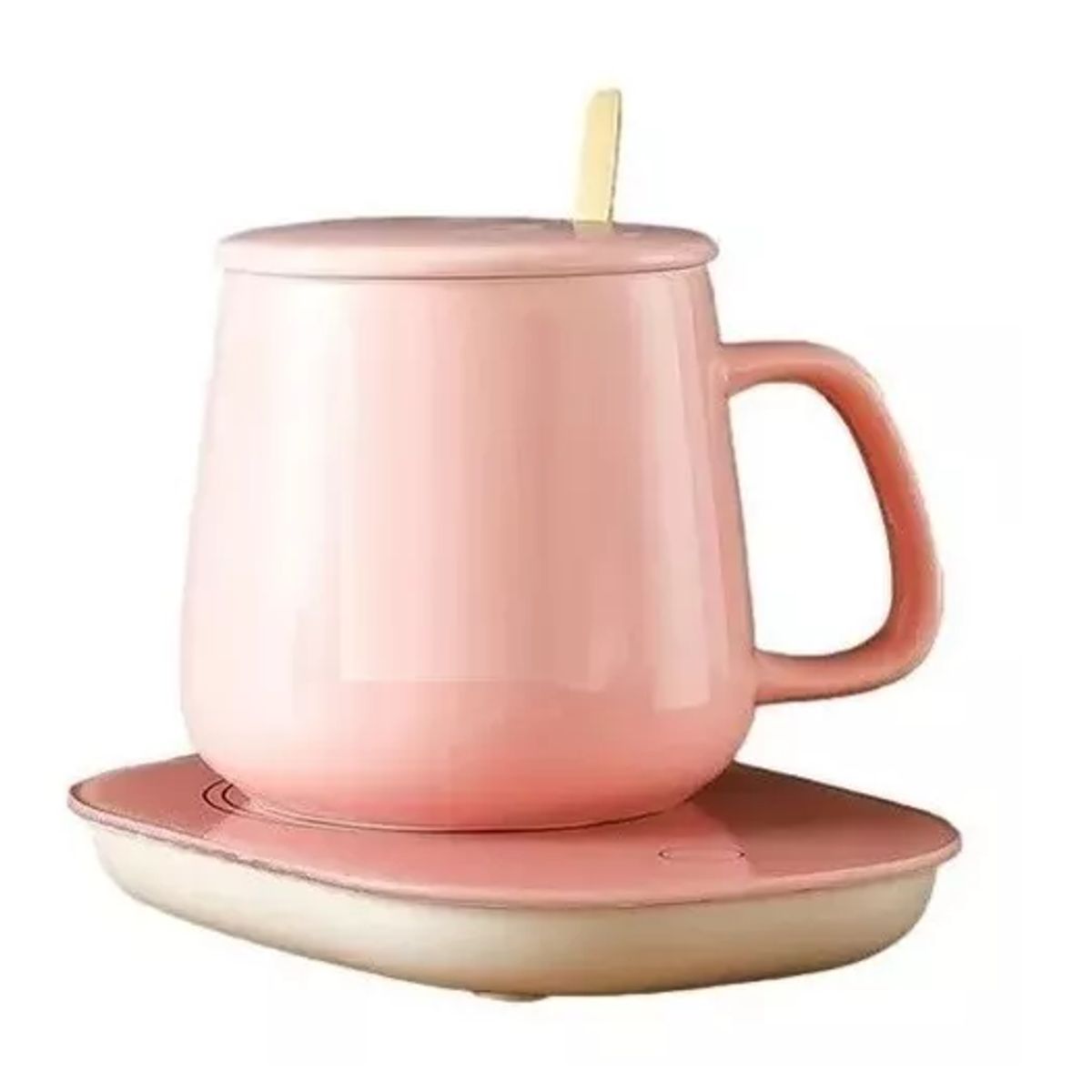 GENERICO - Taza De Café Rosa Con Calentador Eléctrico Set Taza Mug + Cuchara