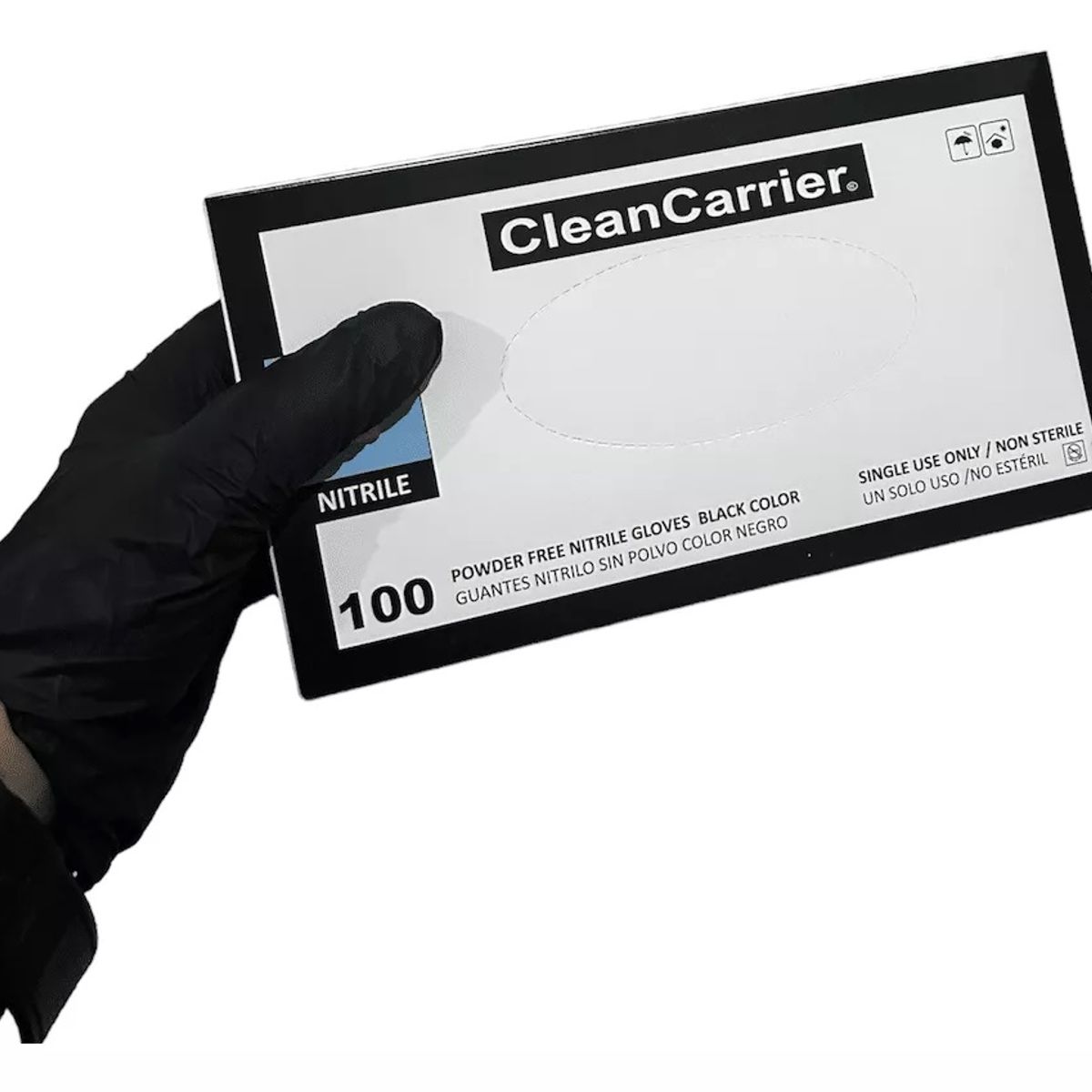 CLEANCARRIER - Guantes Nitrilo Negro S/polvo Talla L Cleancarrier 100 Unid