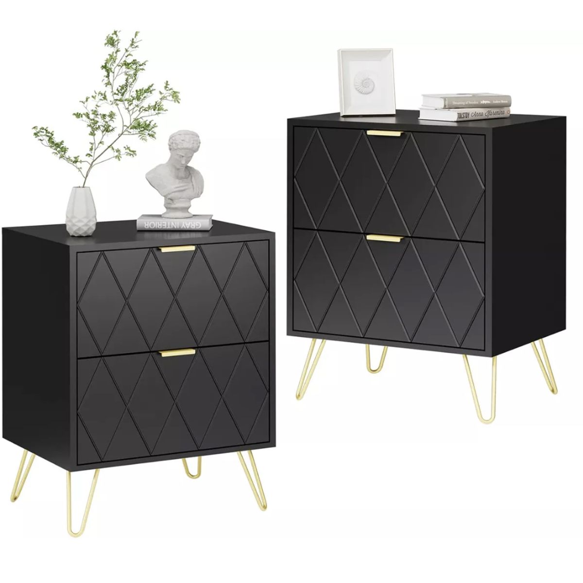 HOMER DESIGN - Velador Con Cajones Diseño Norte Americano 35x26x48cm