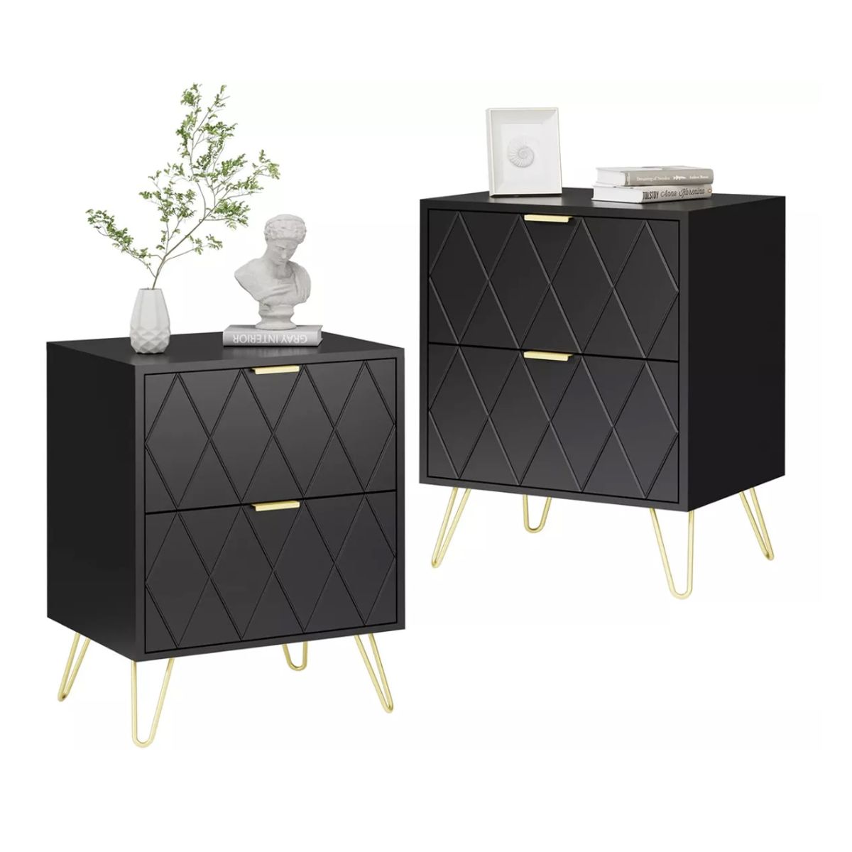 HOMER DESIGN - Velador Con Cajones Diseño Norte Americano 35x26x48cm