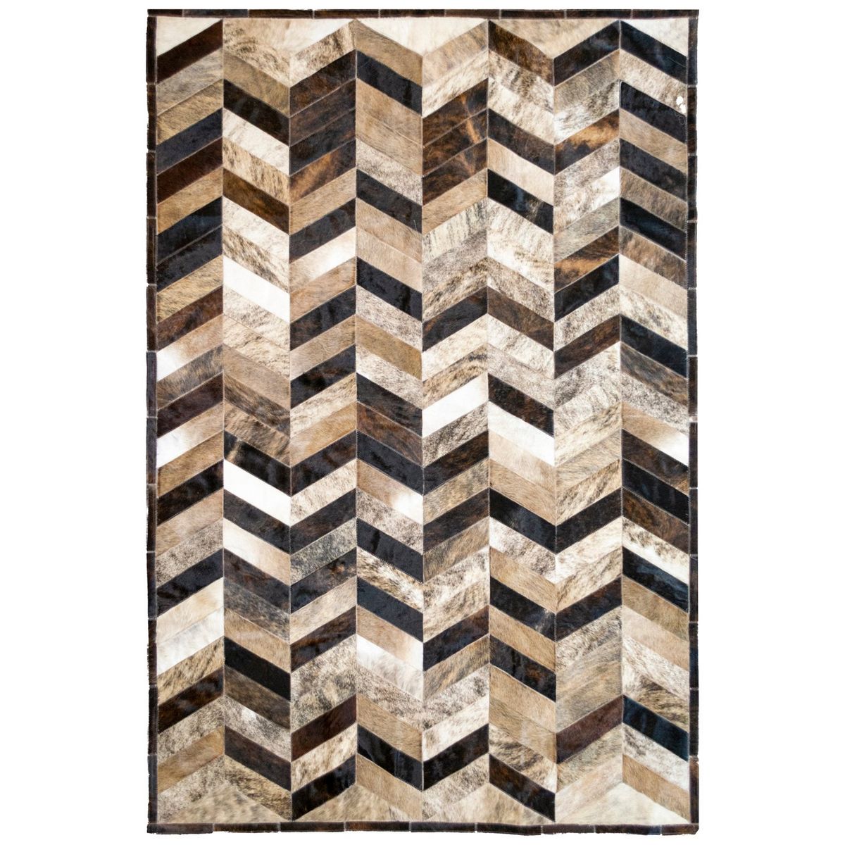 MOO HOGAR - Alfombra Cuero Natural  206X296 Cm Diseño Chevron