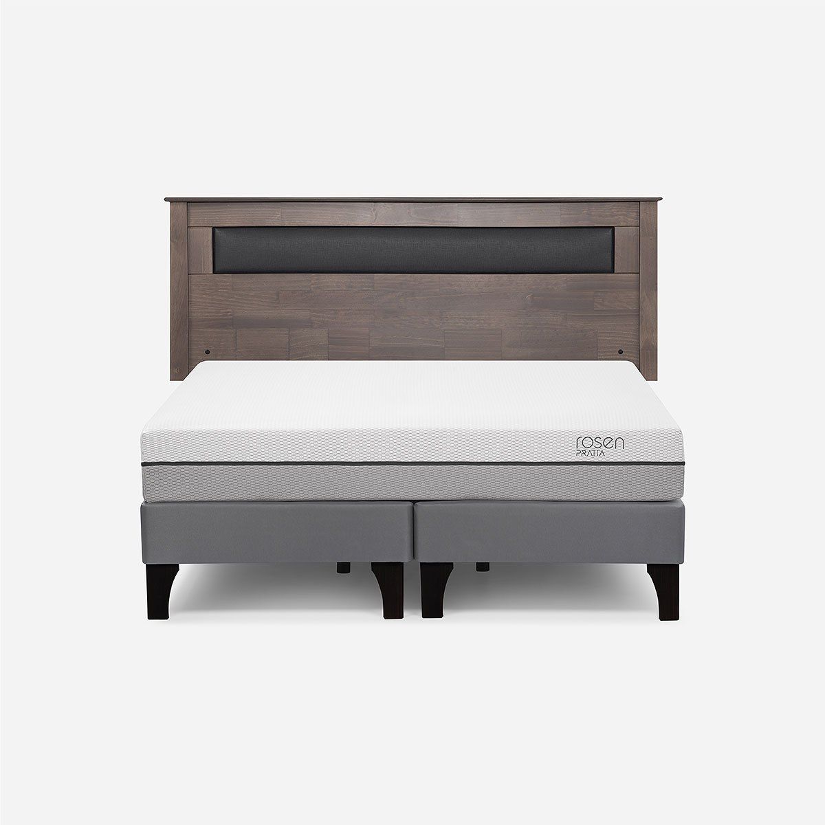 ROSEN - Cama Europea Pratta 2 Plazas BD Pata Madera+Respaldo Ferrara