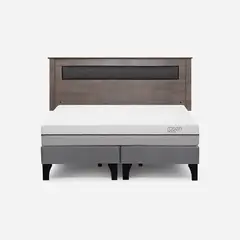 ROSEN - Cama Europea Pratta 2 Plazas BD Pata Madera+Respaldo Ferrara