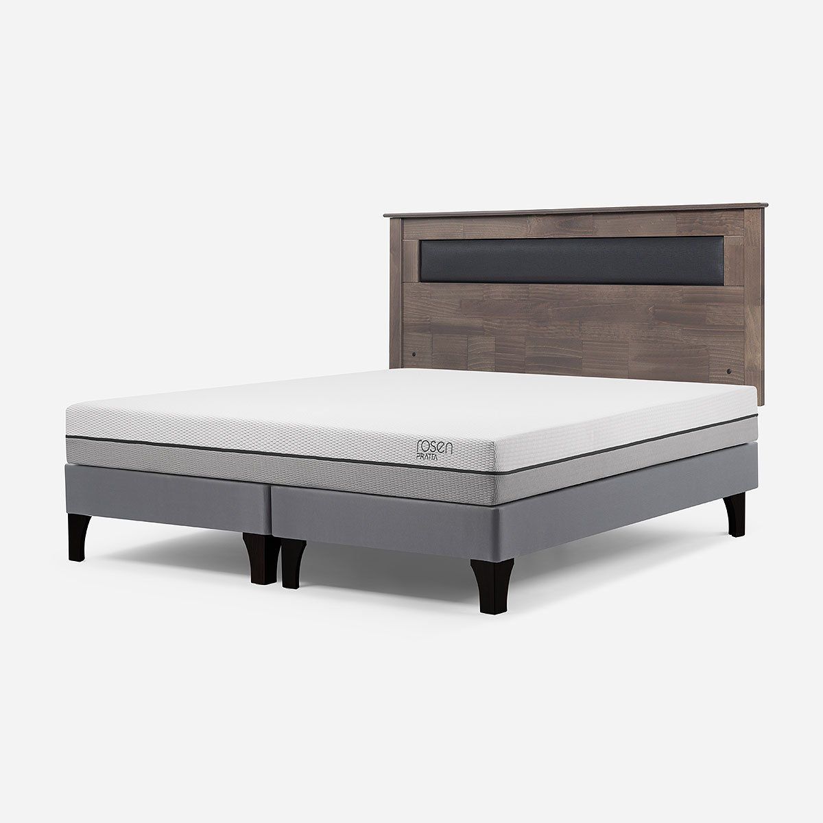 ROSEN - Cama Europea Pratta 2 Plazas BD Pata Madera+Respaldo Ferrara